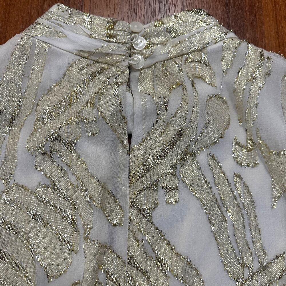 Parker the‎ Piper Gold Metallic Peplum Top, Floral, Holiday, Christmas, XL - Picture 10 of 10